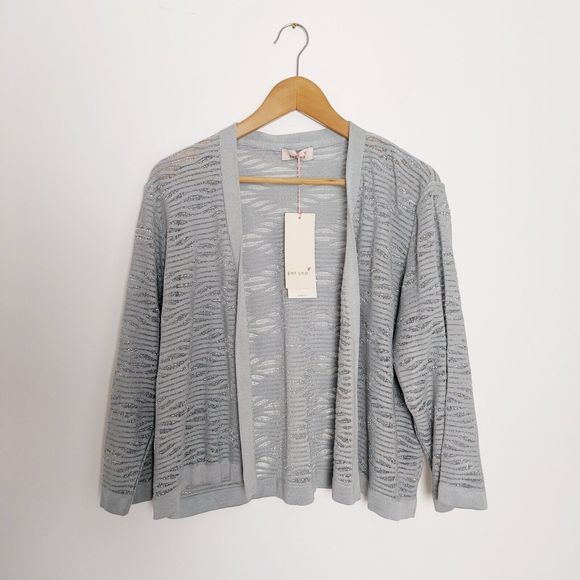 Per Una Marks & Spencer Silver Grey Fine Knit Cardigan BNWT Size UK 22 - Picture 2 of 9